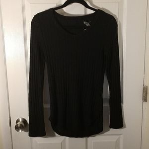 No Boundaries Black Sweater - Vertical Stripes